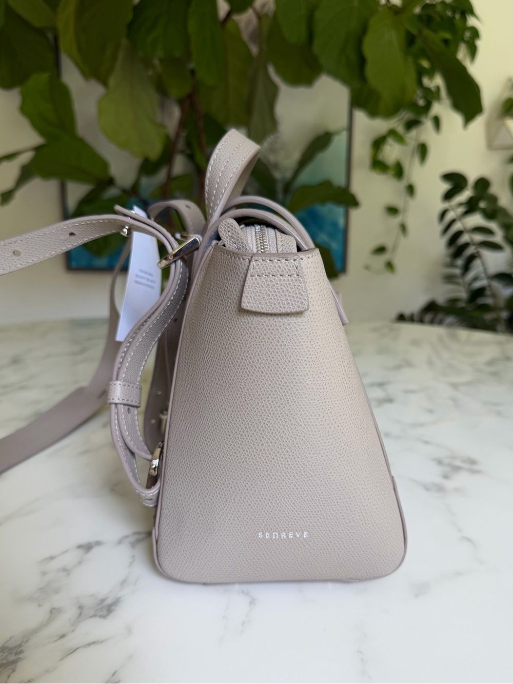 Nwt Senreve Mini Maestra Pebbled Leather Backpack Crossbody Satchel Bag Sand — image 5 of 8